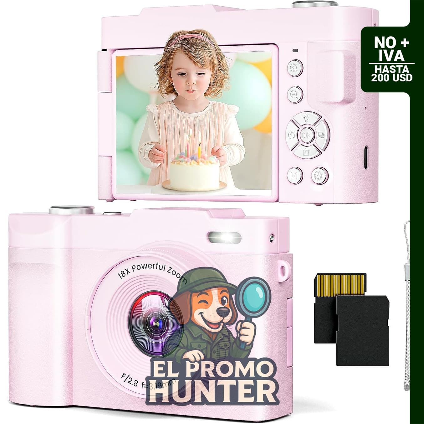 Cámara digital 4K Nisumkey con enfoque automático de 50 MP, pantalla abatible de 180° y zoom 16X.