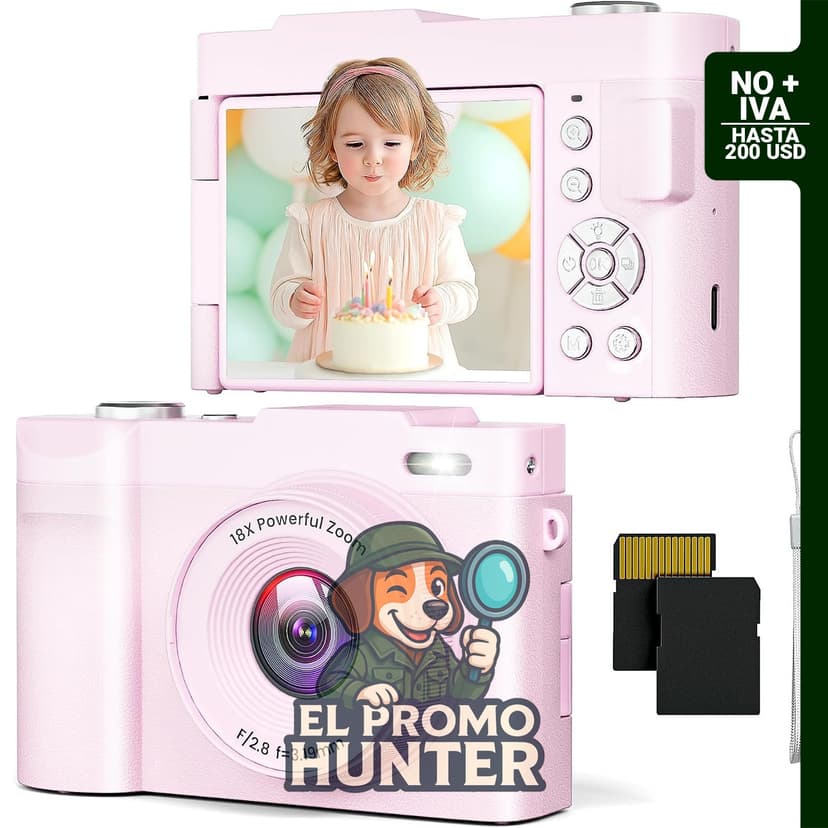 Cámara digital 4K Nisumkey con enfoque automático de 50 MP, pantalla abatible de 180° y zoom 16X.