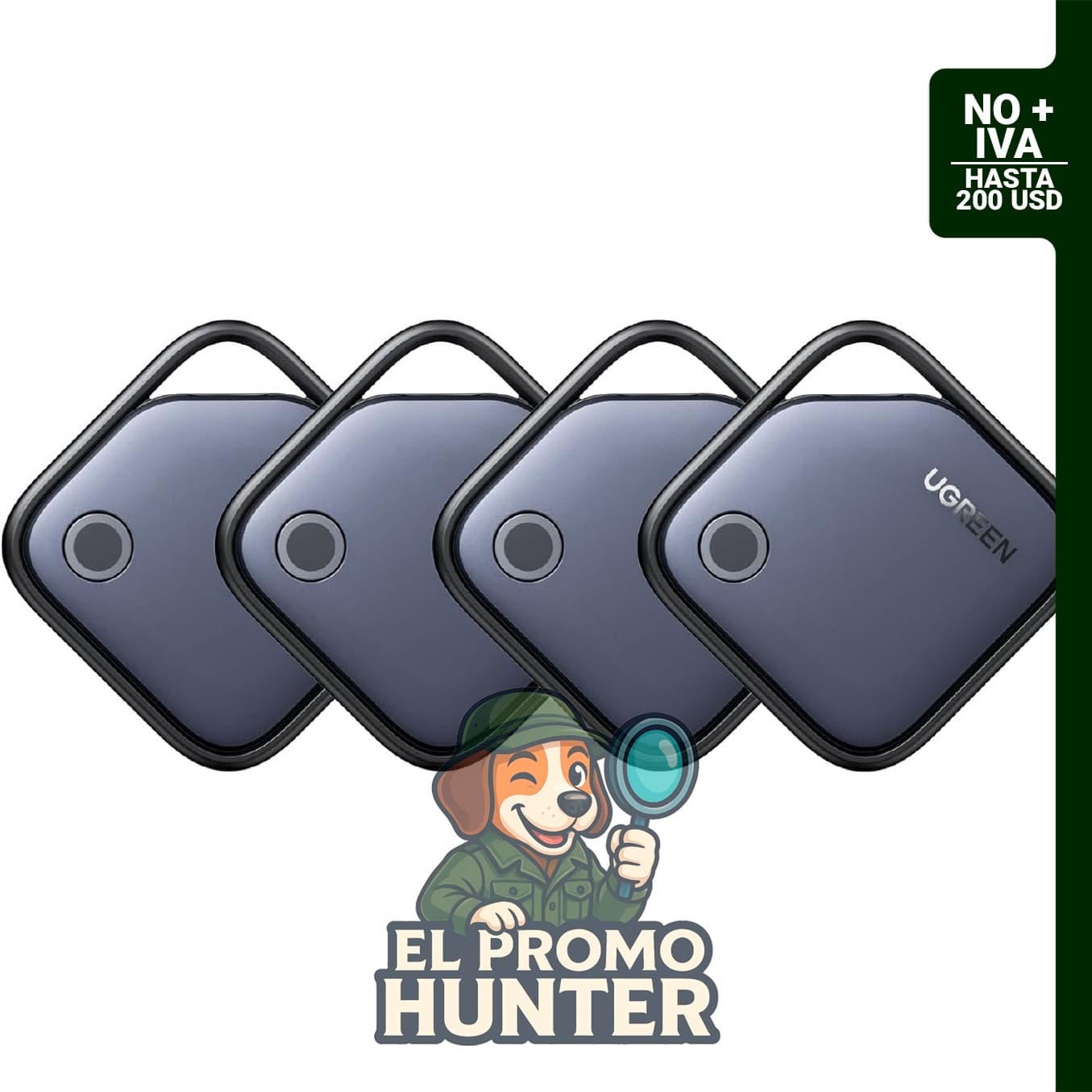 UGREEN FineTrack - Etiquetas de seguimiento de aire, paquete de 4, batería reemplazable de 2 años, compatible con Apple Find My.