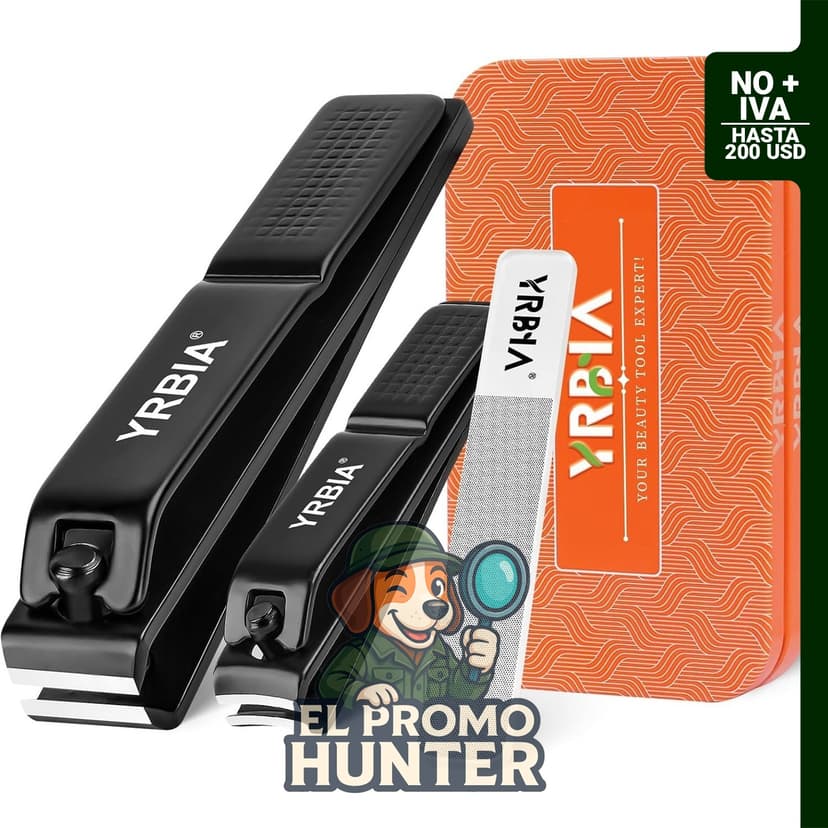 Kit cortaúñas YRBIA con lima de cristal, incluye cortaúñas para manos y pies.