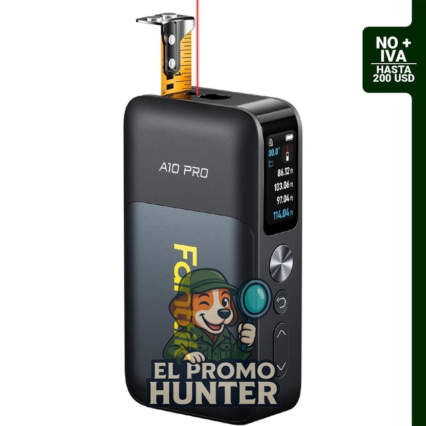 Fanttik Cinta métrica láser digital A10 Pro 2 en 1, medición láser de 50 m y cinta de 3 m.