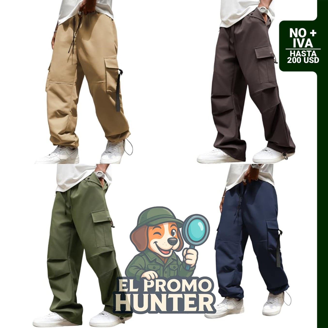 ZAFUL Pantalones Cargo Holgados para Hombre, elásticos, con cordón y múltiples bolsillos.