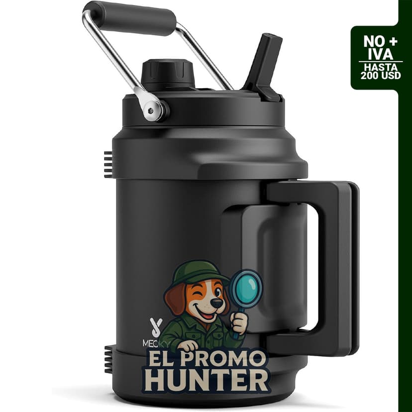 Meoky Botella de agua aislada de 64 oz (1.89 L) de acero inoxidable con triple pared al vacío, tapa de popote y boquilla 2 en 1.