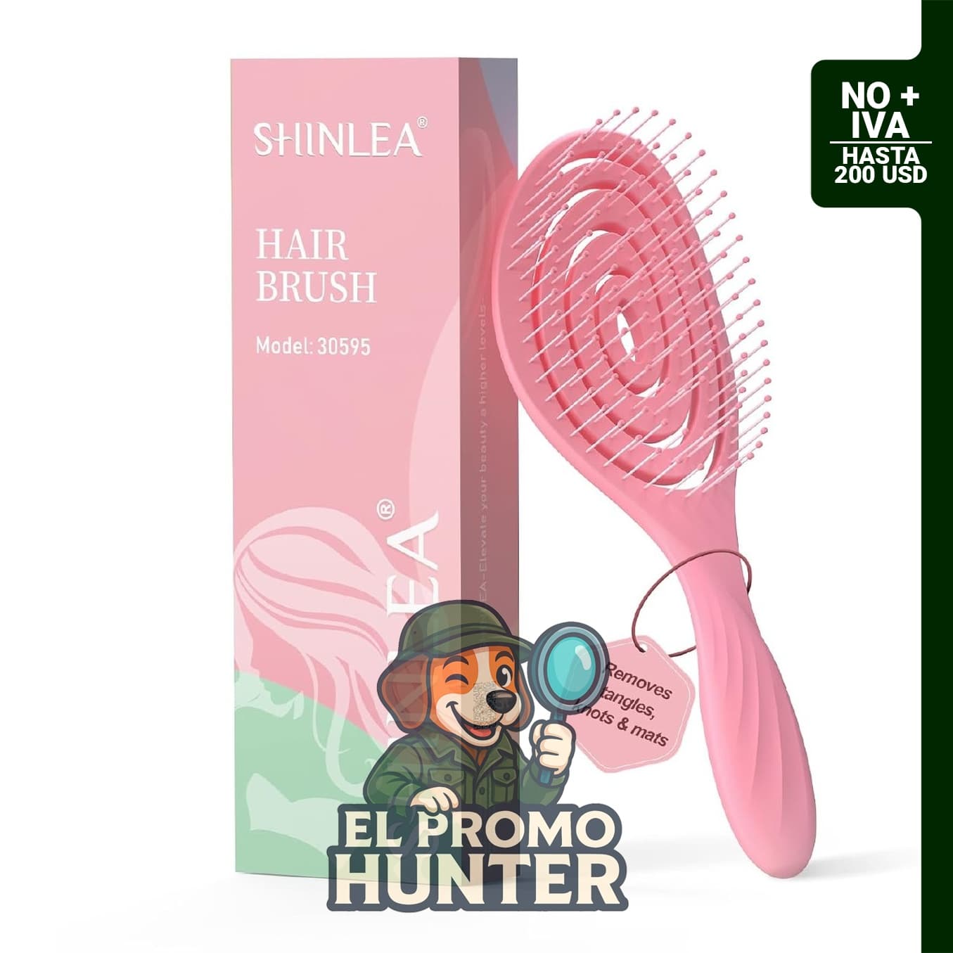 Cepillo desenredante espiral ventilado para cabello húmedo, adecuado para mujeres, hombres y niños.