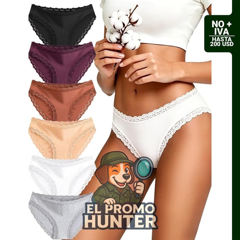 Bikini de algodón 95% con encaje y elastano para mujer y niña.