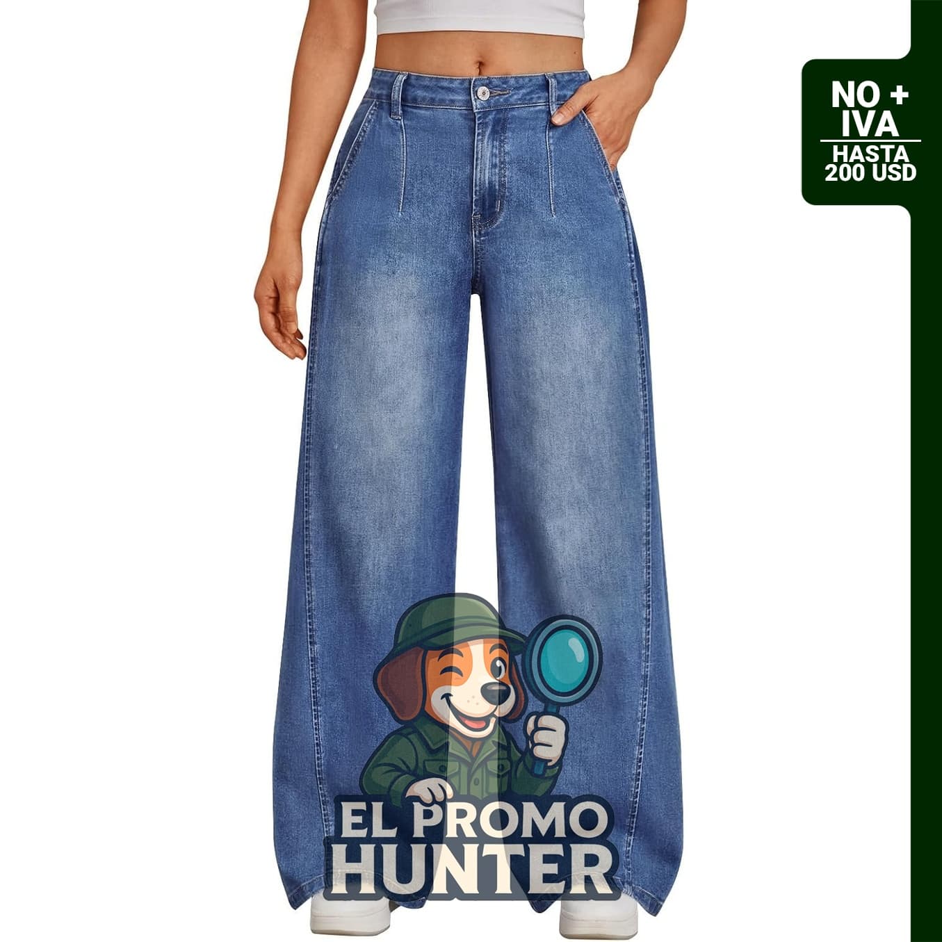 Trendy Queen Jeans de pierna ancha para mujer, pantalones de mezclilla casuales con pliegues laterales.