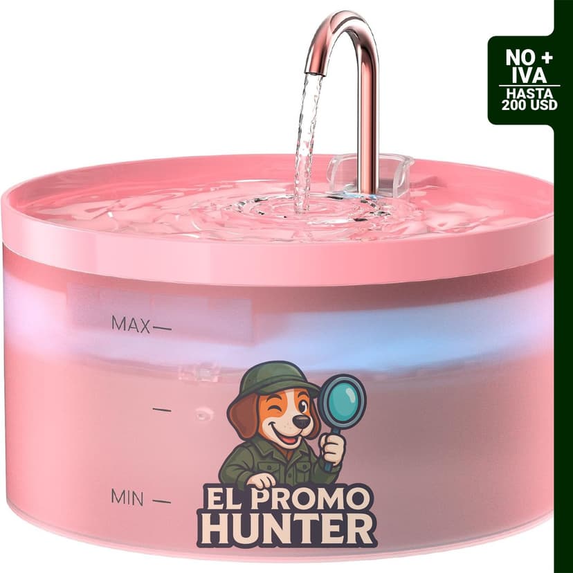 Fuente de agua rosa para gatos de 3.2 L, silenciosa y adecuada para interiores.