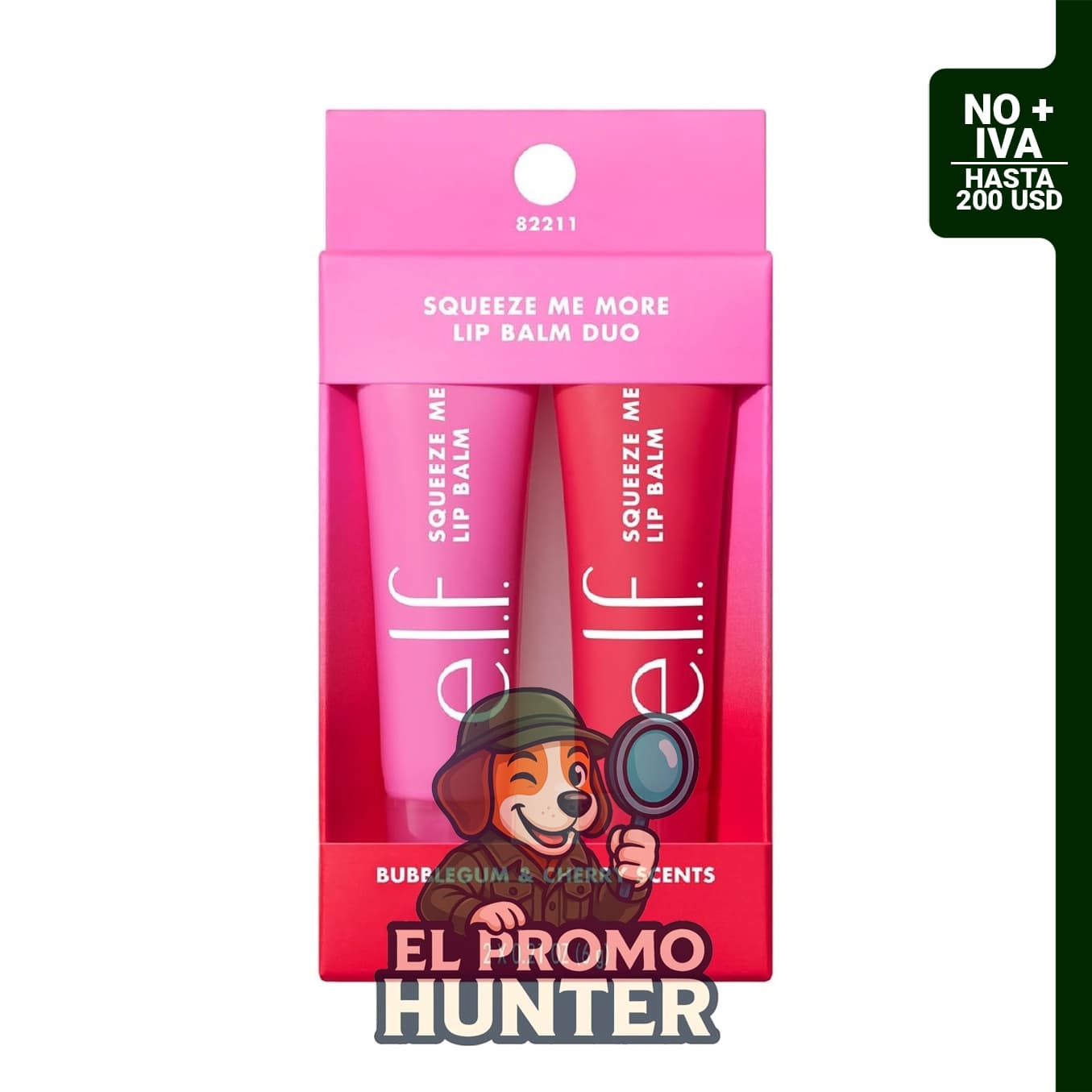 Bálsamo labial e.l.f. Squeeze Me More, dúo de sabores Cherry y Bubblegum.