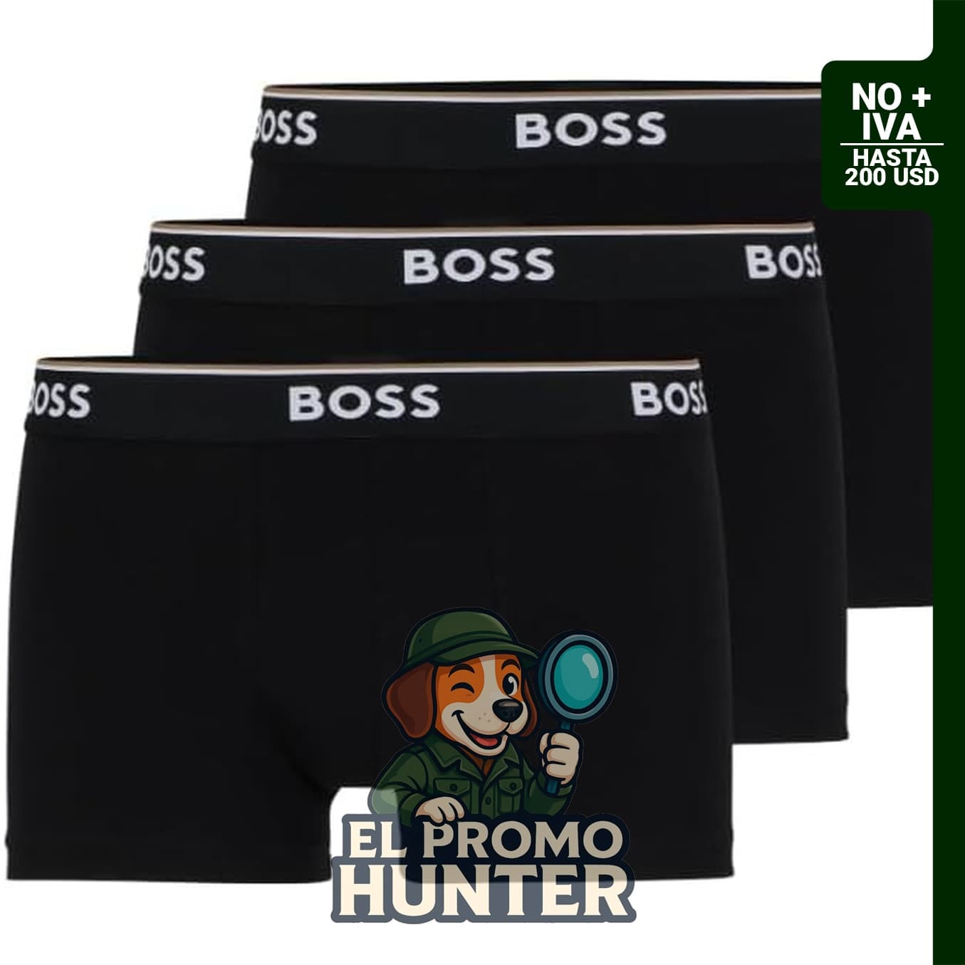 Paquete de 3 calzoncillos HUGO BOSS tipo bóxer de algodón