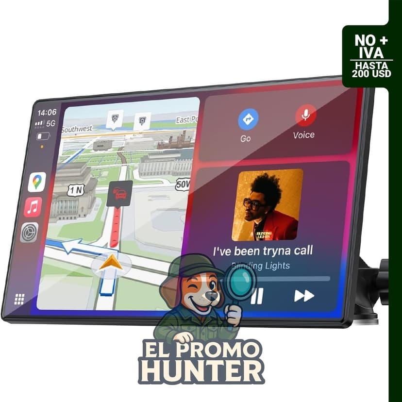 Topexplore Carplay - Pantalla táctil portátil de 9 pulgadas para automóvil con CarPlay inalámbrico y actualización automática de Android.