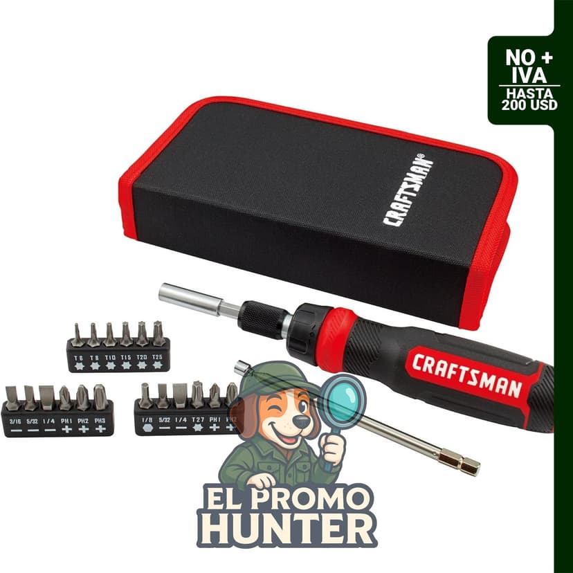 CRAFTSMAN Destornillador de trinquete, juego multibits de 26 piezas (CMHT68001)
