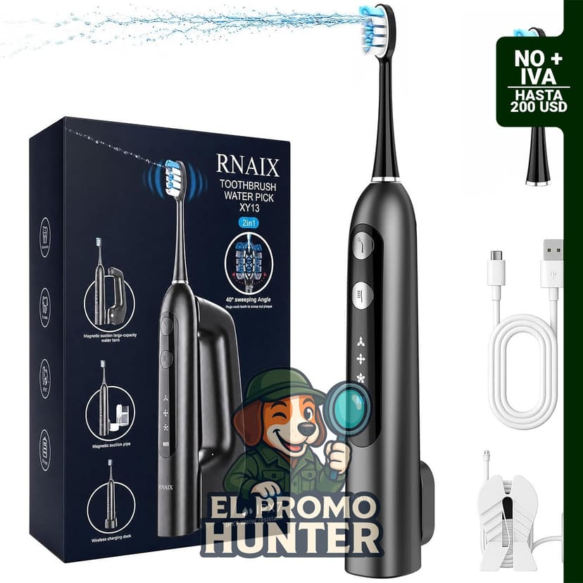 RNAIX cepillo de dientes eléctrico sónico 3 en 1 e irrigador dental inalámbrico con 3 modos.