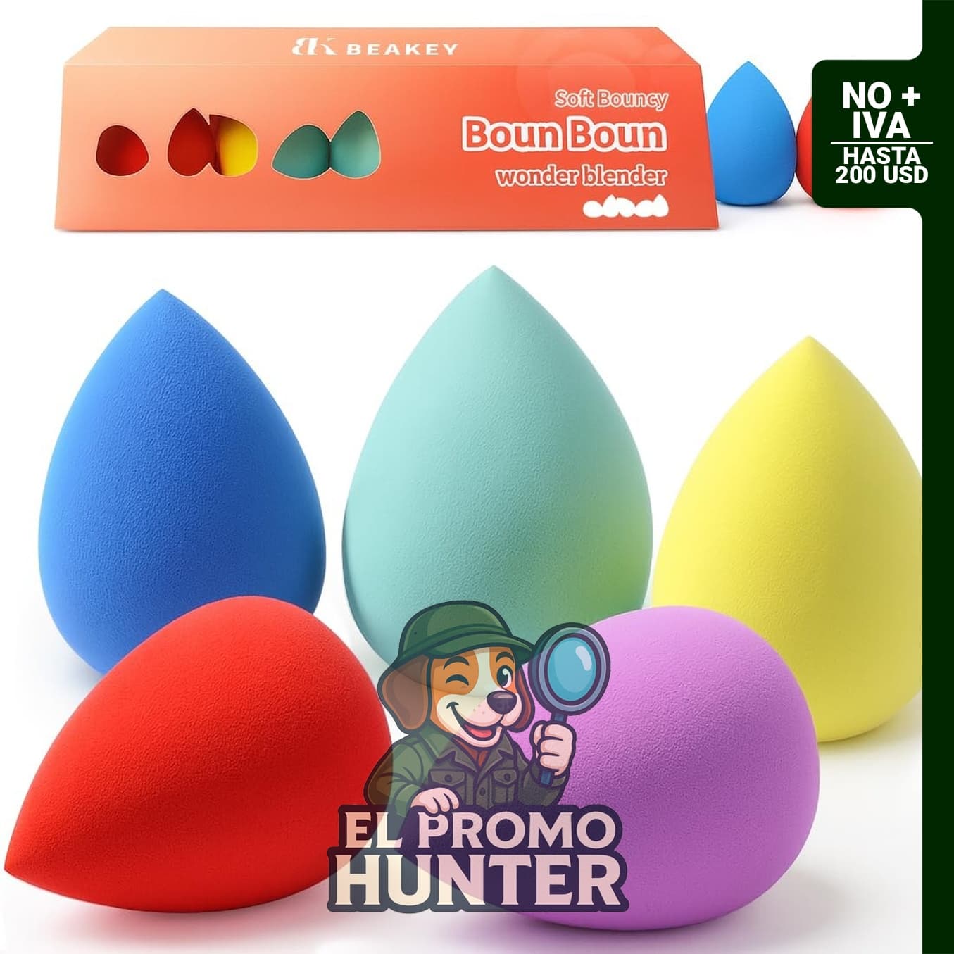 BEAKEY Juego de 5 esponjas de maquillaje microporosas, suaves y sin látex.