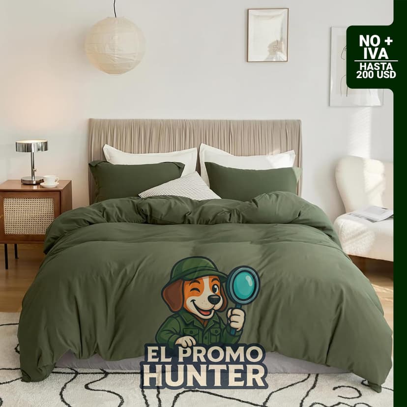 VClife Juego de funda de edredón verde militar, microfibra suave, tamaño queen, 3 piezas.