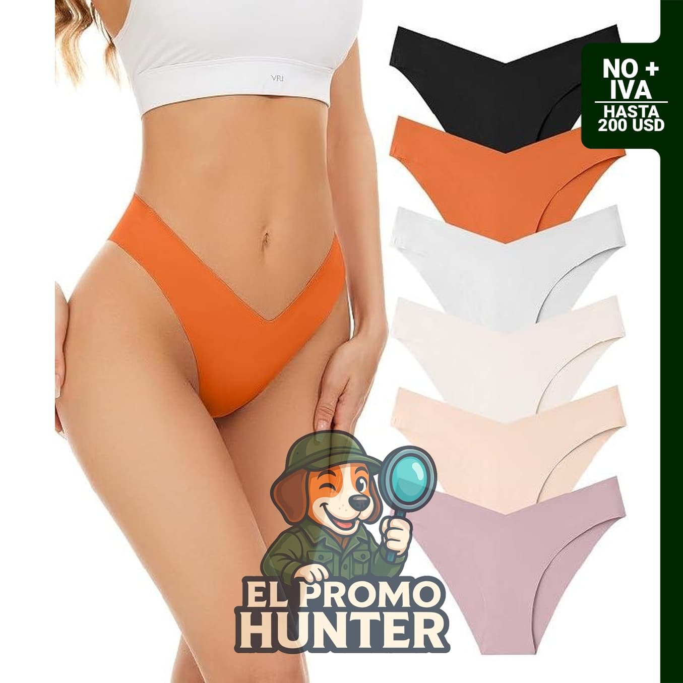Paquete de 6 bragas de bikini sin costuras para mujer, talla S-XL.