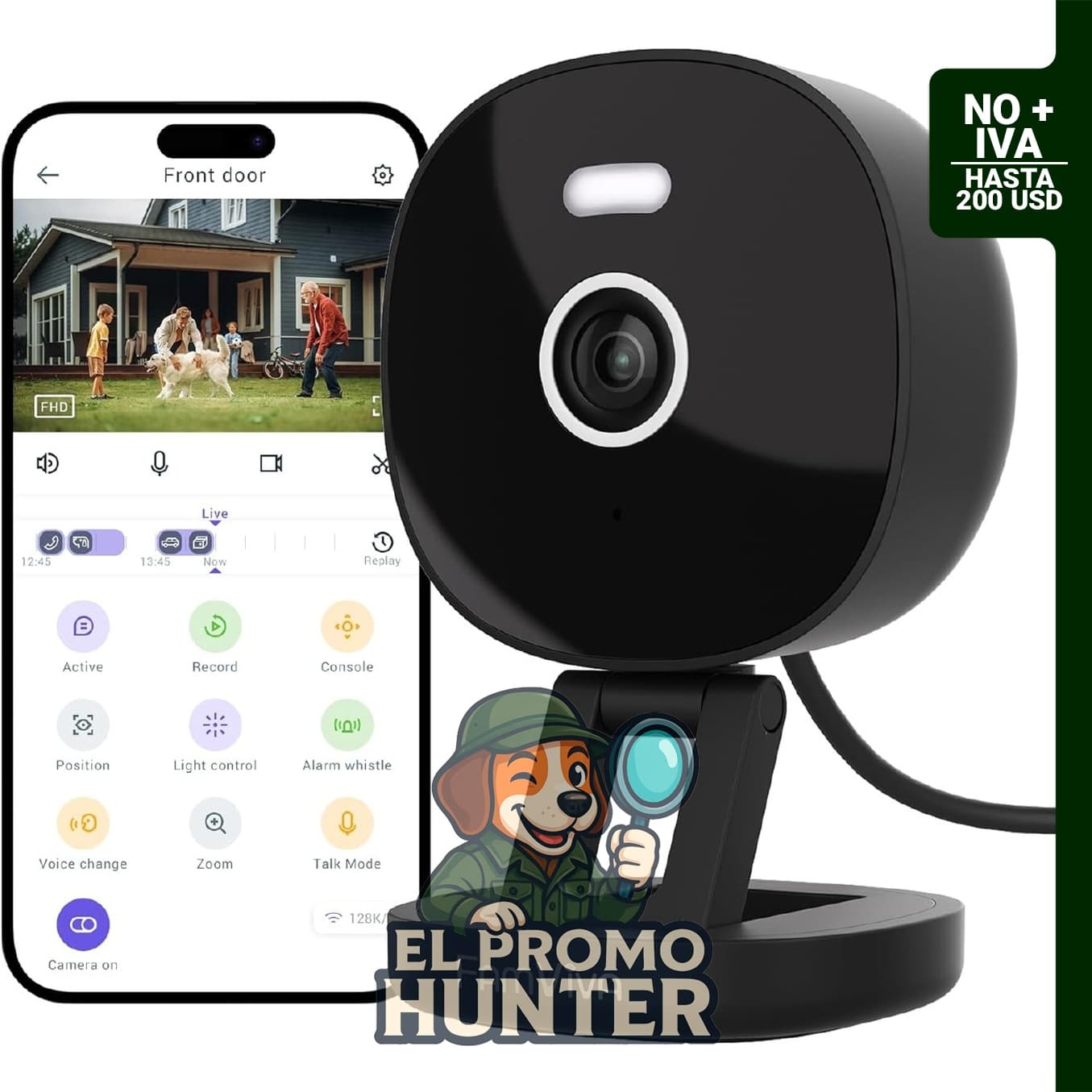 Cámara de seguridad 2K para exteriores e interiores, con visión nocturna a color y certificación IP65.