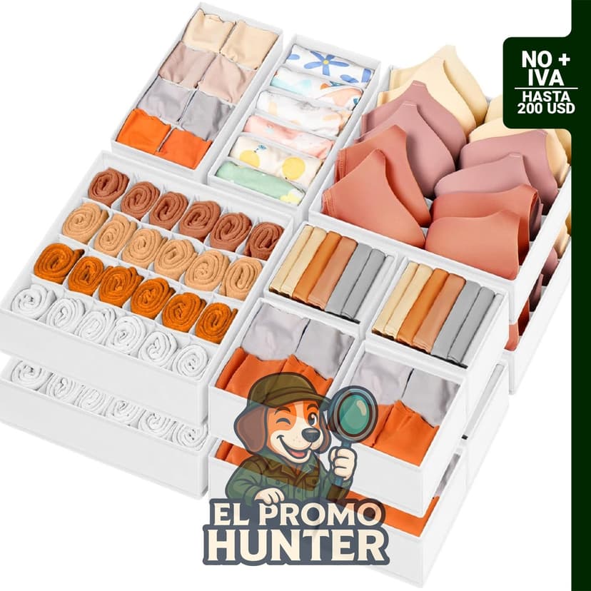 Criusia Organizador de Cajones para Ropa, juego de 16 organizadores de tela con separadores para almacenamiento.