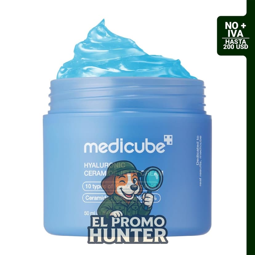 medicube Crema en Gel Hidratante de Ácido Hialurónico, formulada para todo tipo de piel con ingredientes como ceramidas y péptidos.