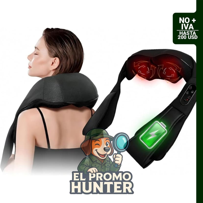 Masajeador inalámbrico de cuello y hombros con calor, recargable, para masaje Shiatsu de tejido profundo.