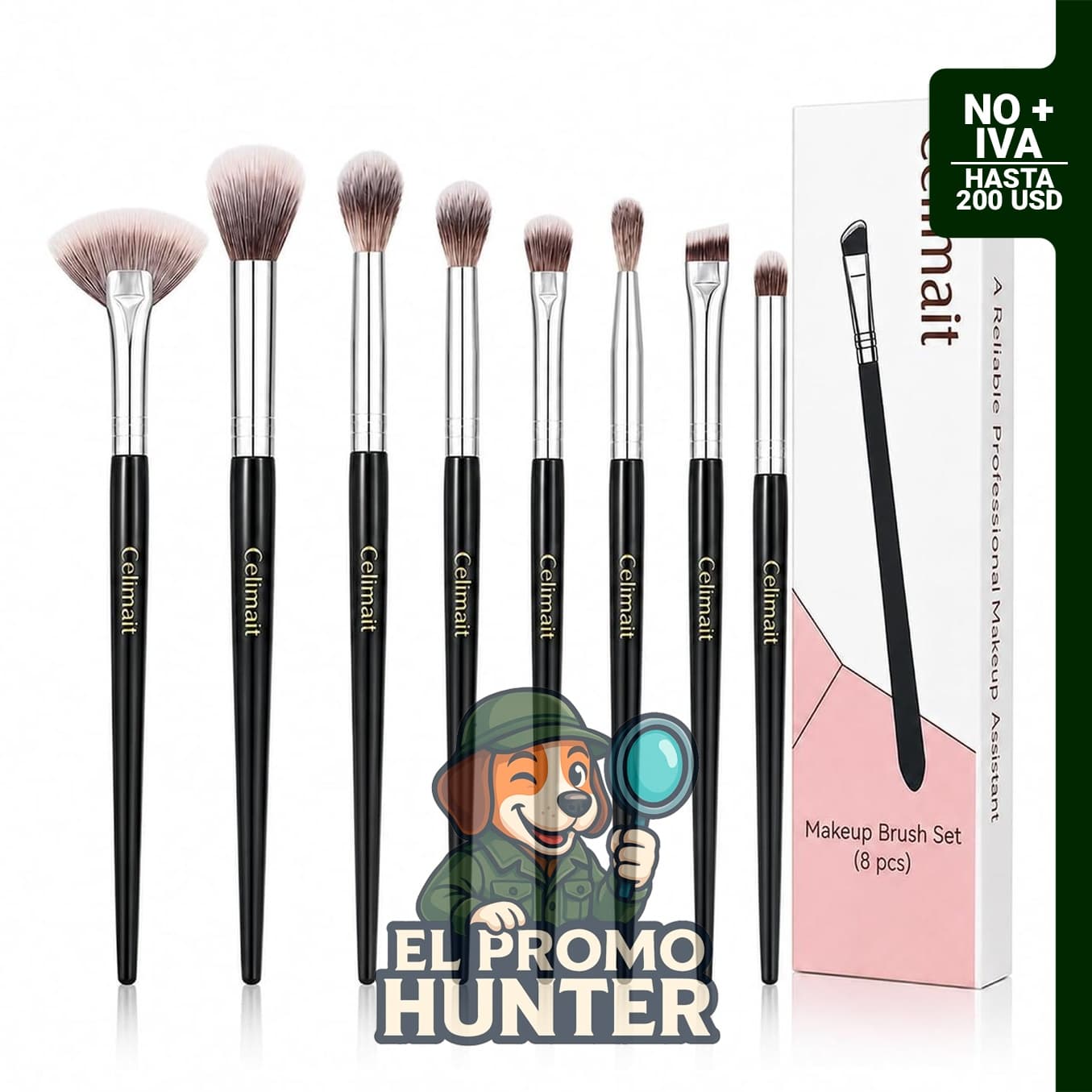 Juego de 8 brochas de maquillaje de ojos con cerdas sintéticas suaves, kit de pinceles de precisión.