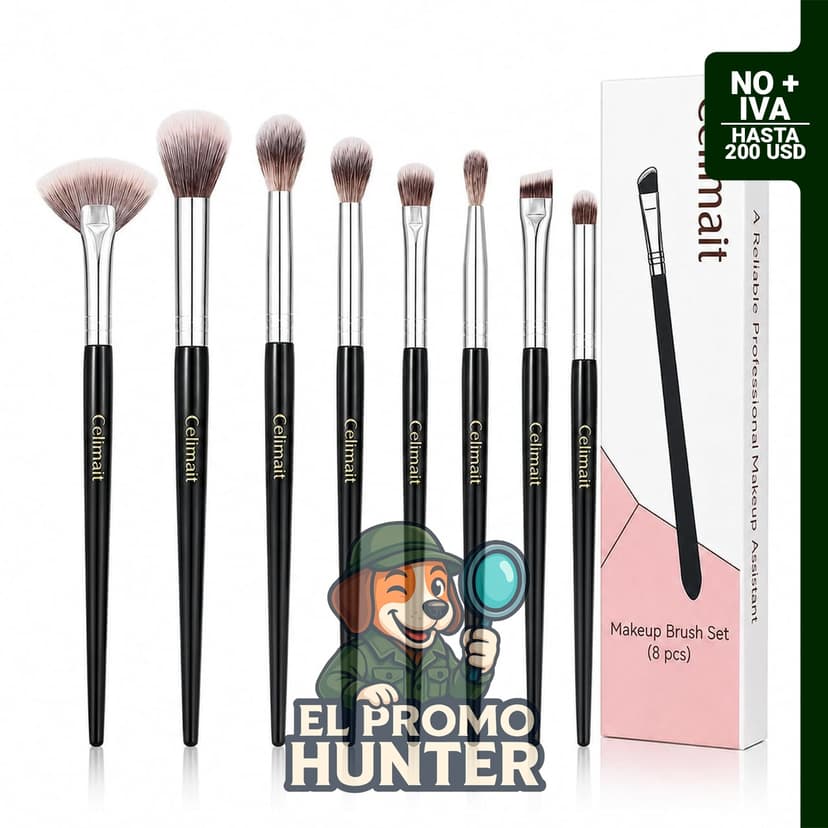 Juego de 8 brochas de maquillaje de ojos con cerdas sintéticas suaves, kit de pinceles de precisión.