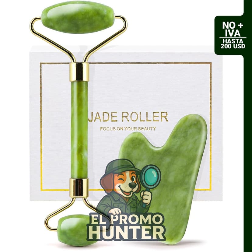 Juego de rodillo de jade genuino y Gua Sha para cara, herramienta para el cuidado de la piel.