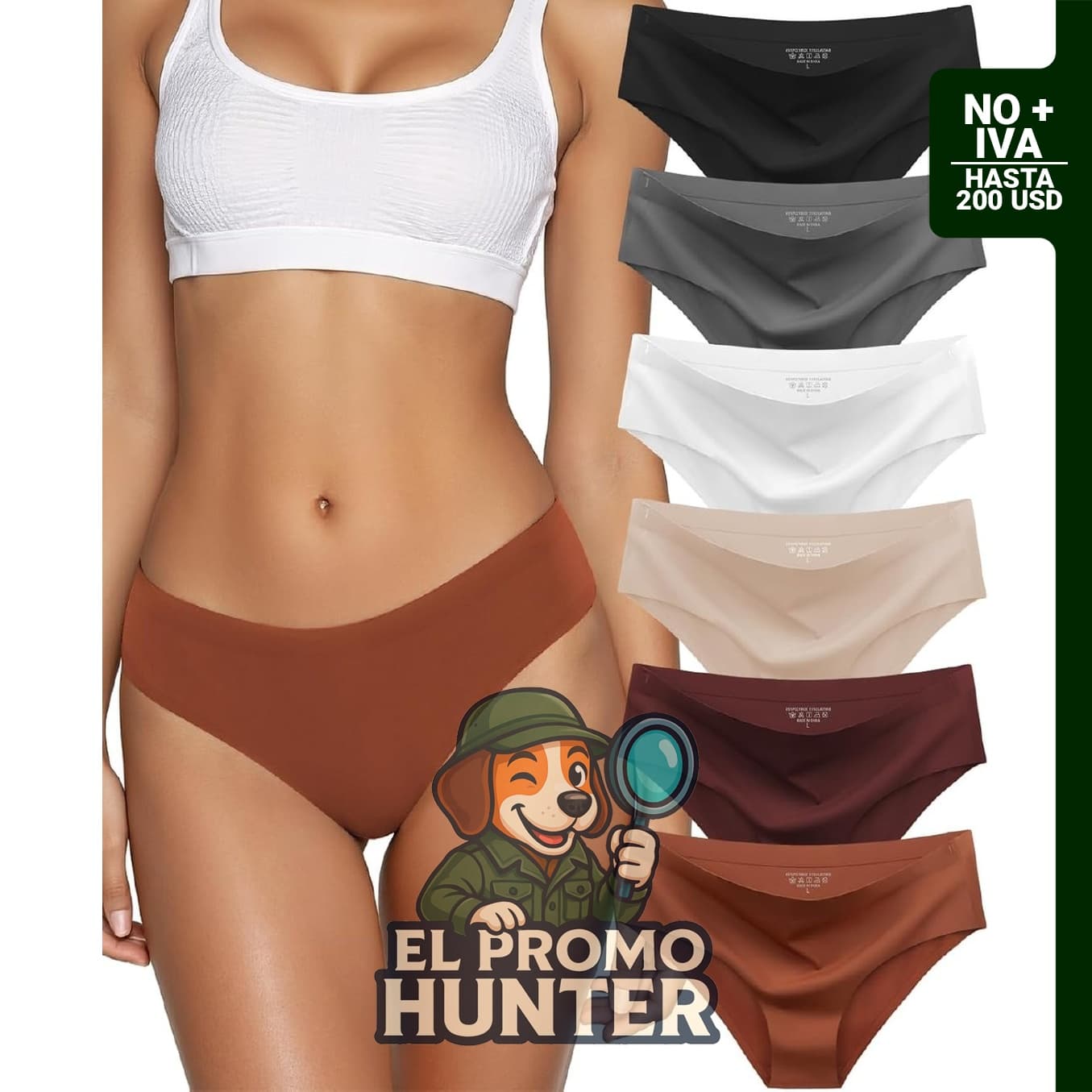 Ropa interior sin costuras para mujer, bragas de bikini hipster de tiro bajo, paquete de 6.