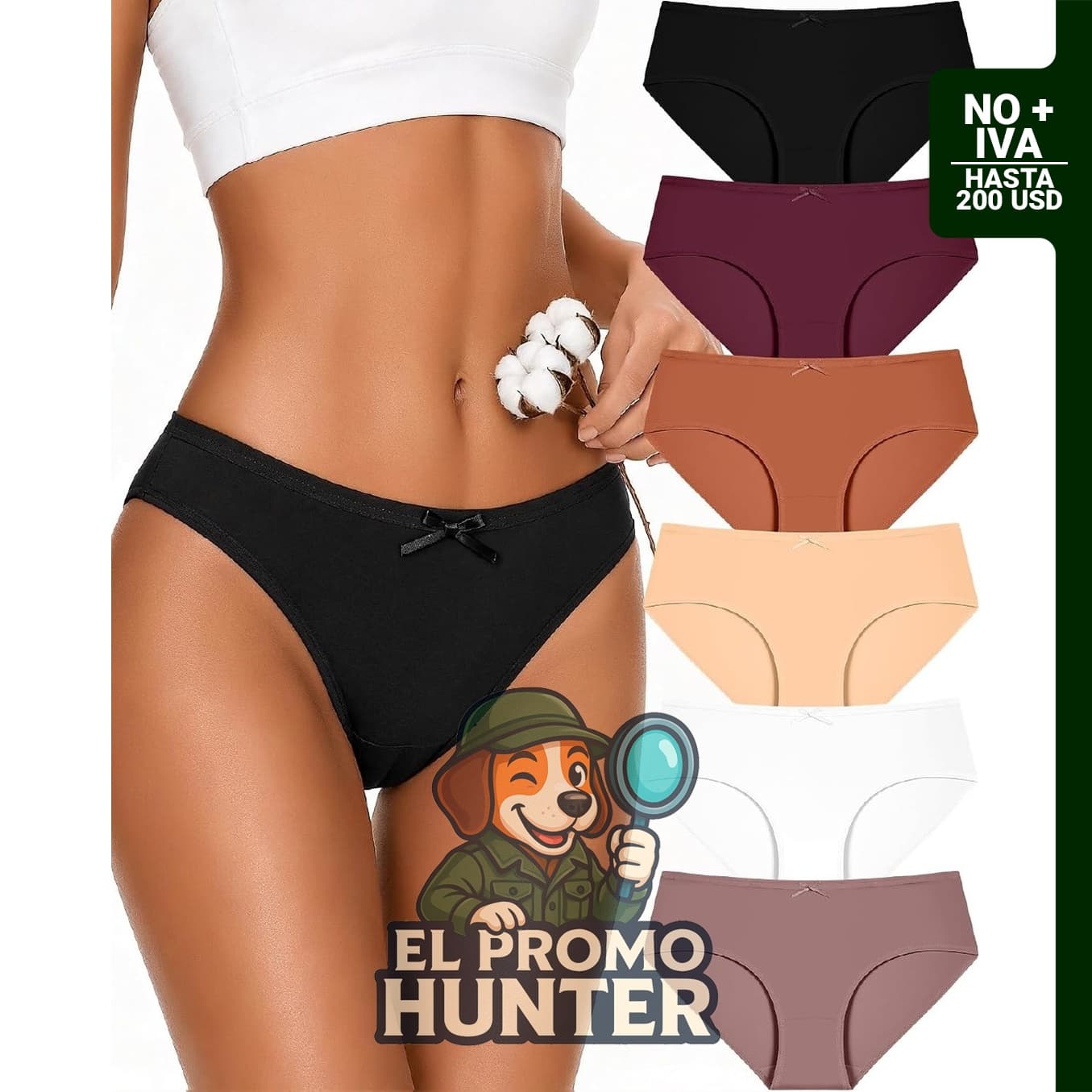Ropa interior de algodón para mujer, modelo hipster, elástico y transpirable, con lazo.