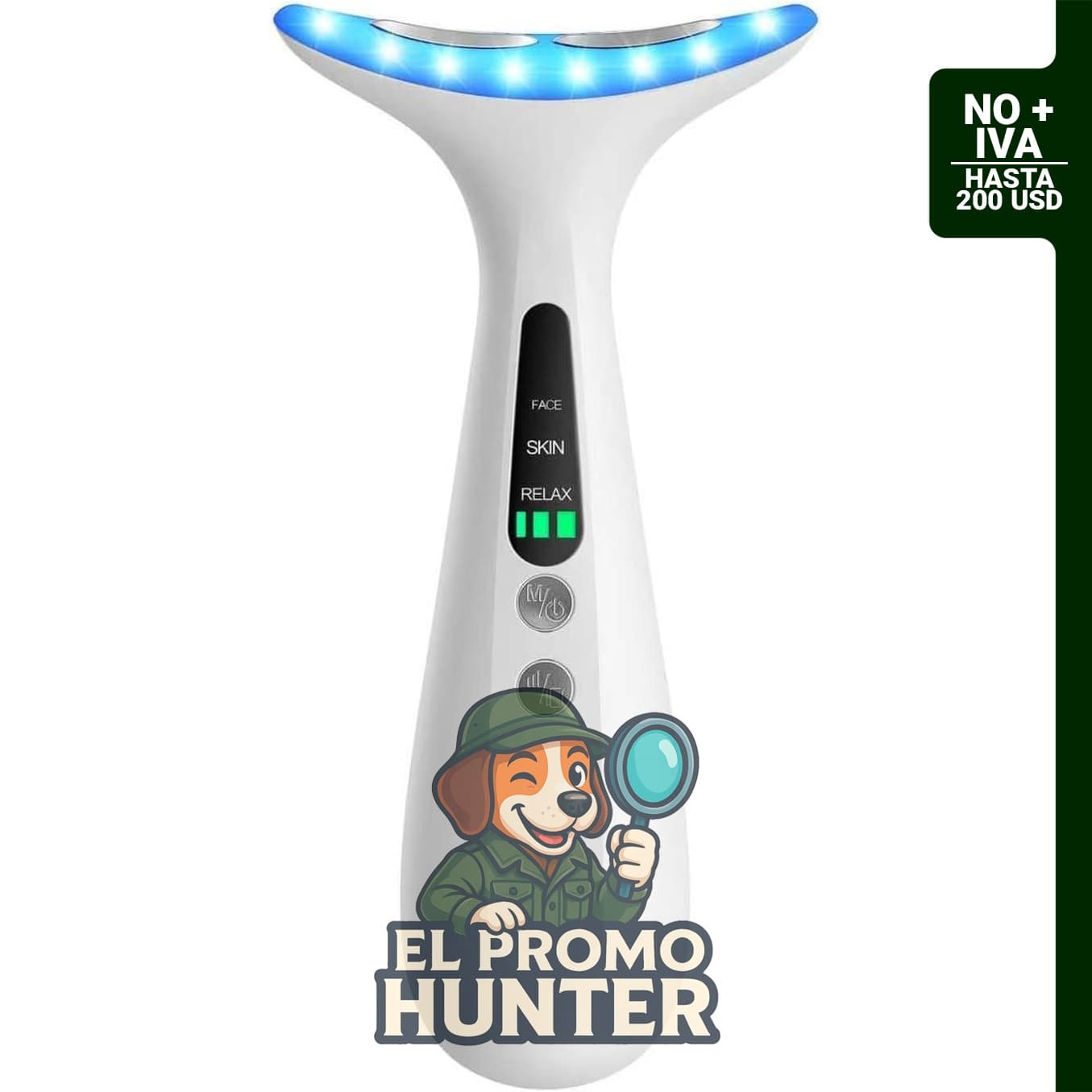 Masajeador facial de cuello portátil RNAIX, con calor y vibración, recargable por USB, 3 velocidades.