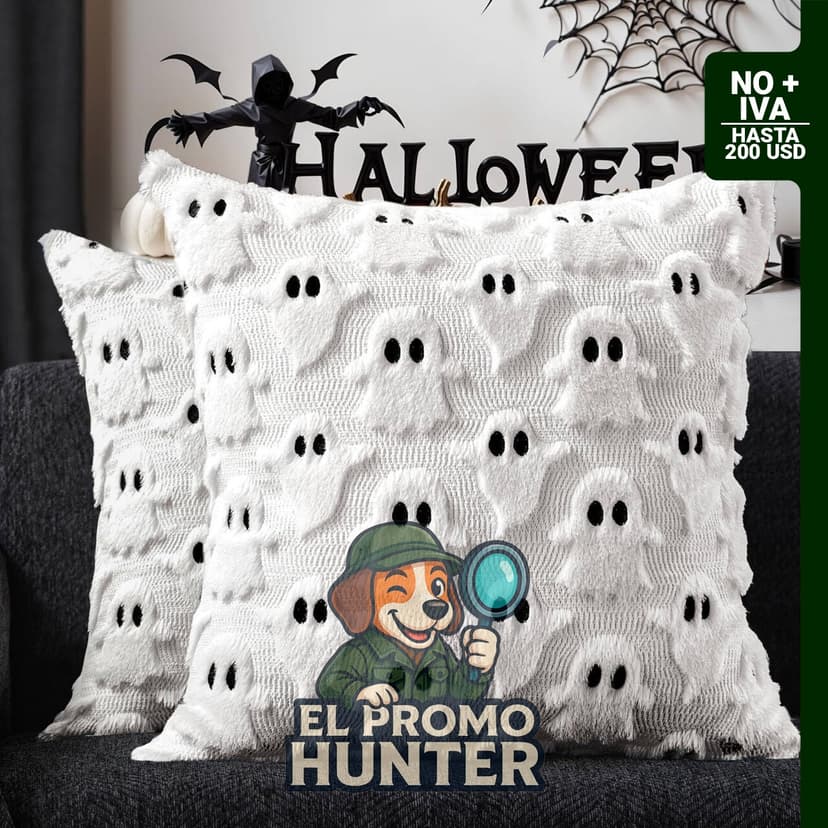 DFXSZ Fundas de Almohada de Halloween 18x18" (45.7x45.7 cm), juego de 2, diseño de fantasma blanco, material de felpa suave.
