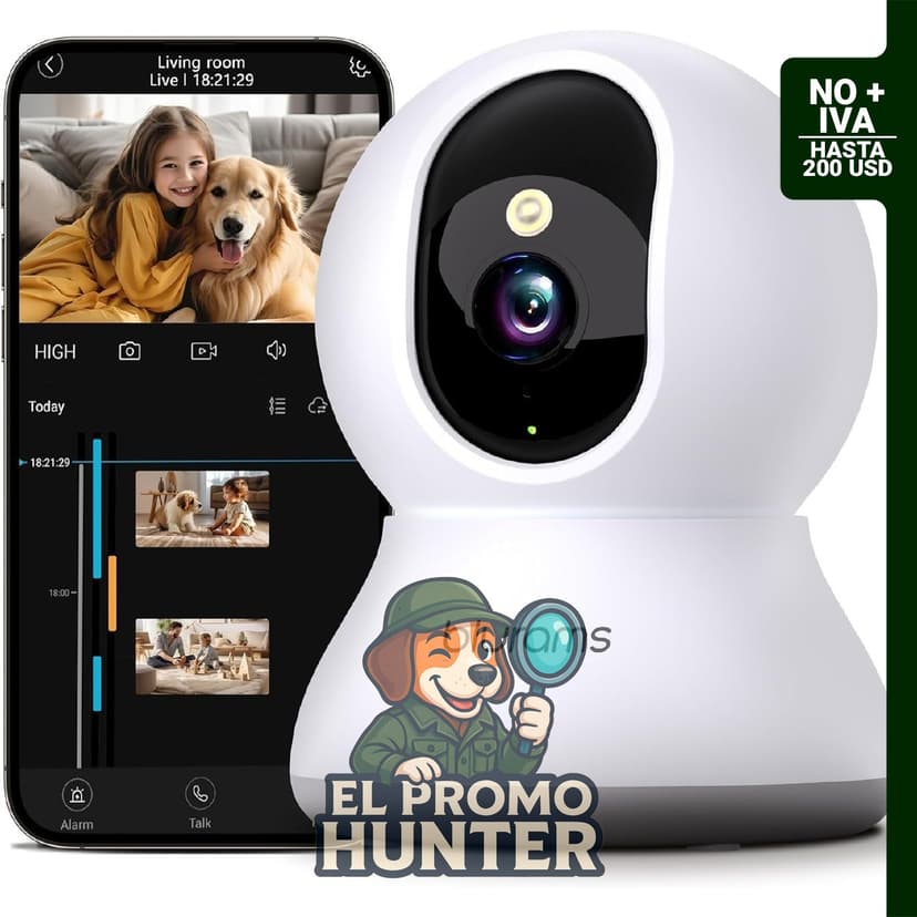 Cámara de seguridad 2K Blurams con visión nocturna IR y seguimiento de movimiento inteligente.