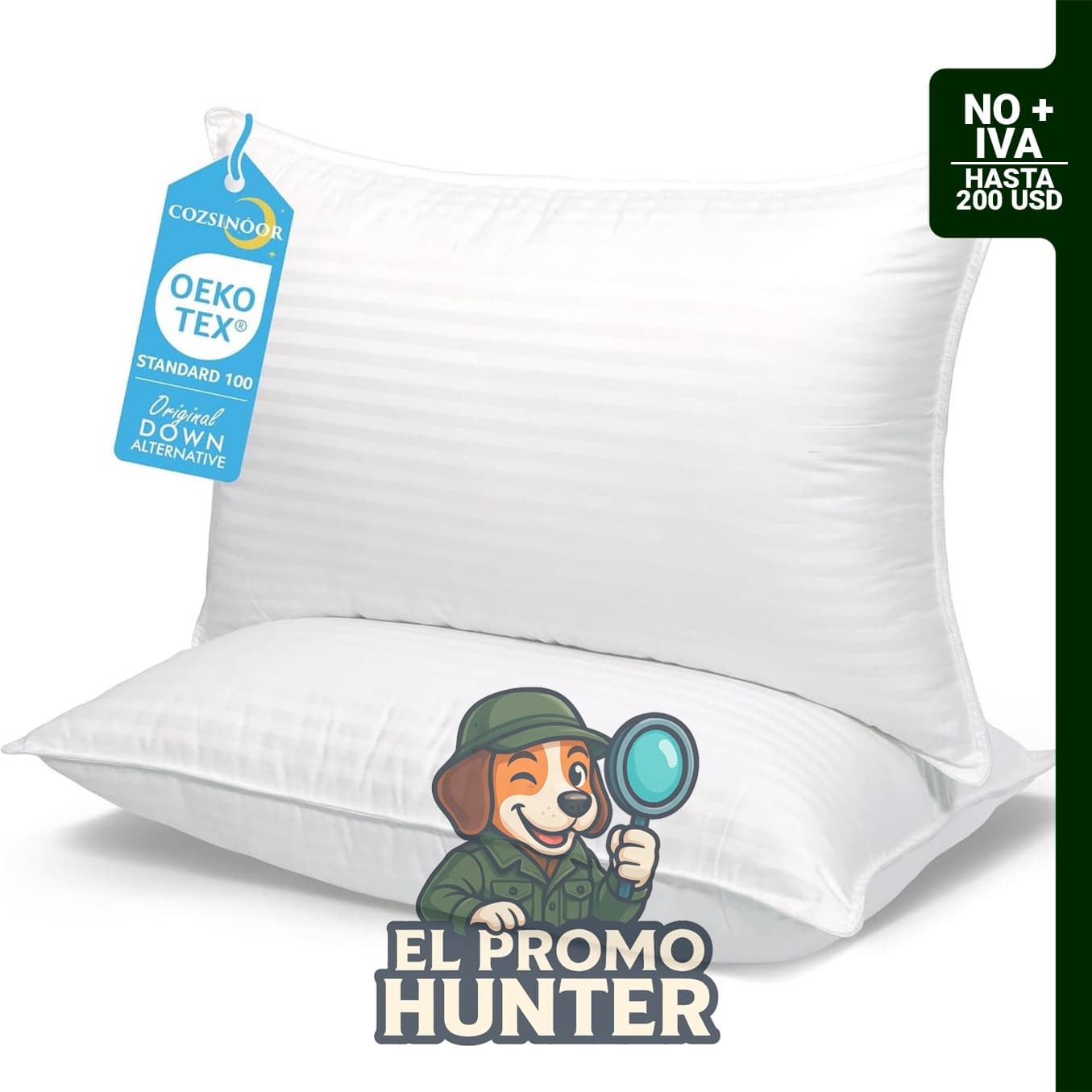 COZSINOOR Juego de 2 almohadas de cama tamaño Queen, relleno de microfibra alternativa de enfriamiento.