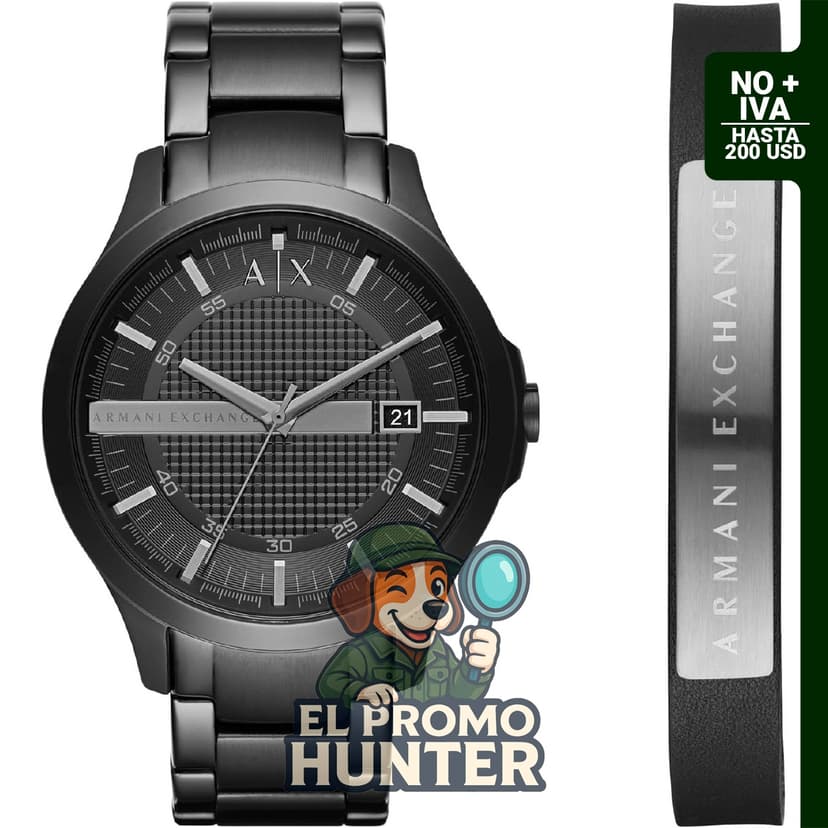 Reloj de cuarzo Armani Exchange para hombre, acero inoxidable, analógico con tres manecillas y ventana de fecha.