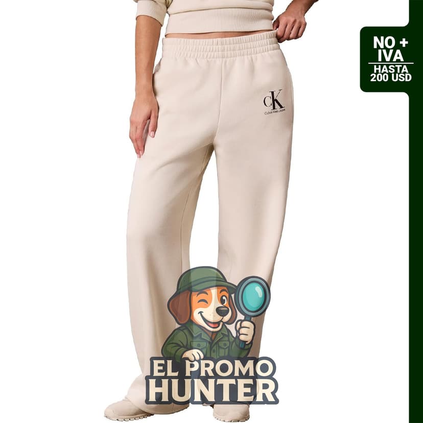 Calvin Klein pantalones de chándal de forro polar con logotipo, color Turtledove.