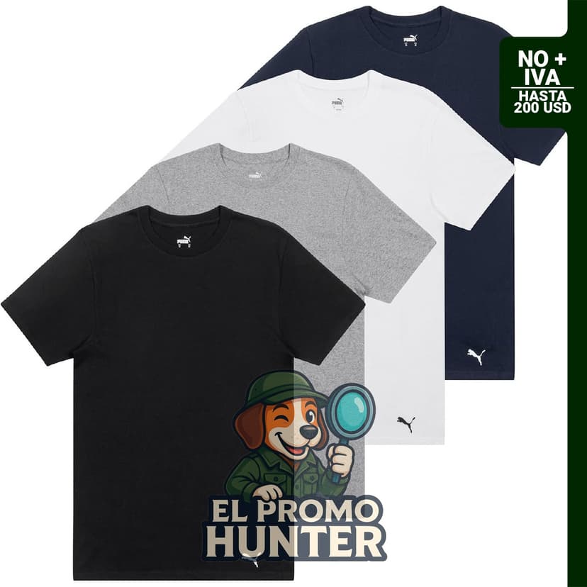 Paquete de 4 camisetas de algodón con cuello redondo y manga corta para hombre.