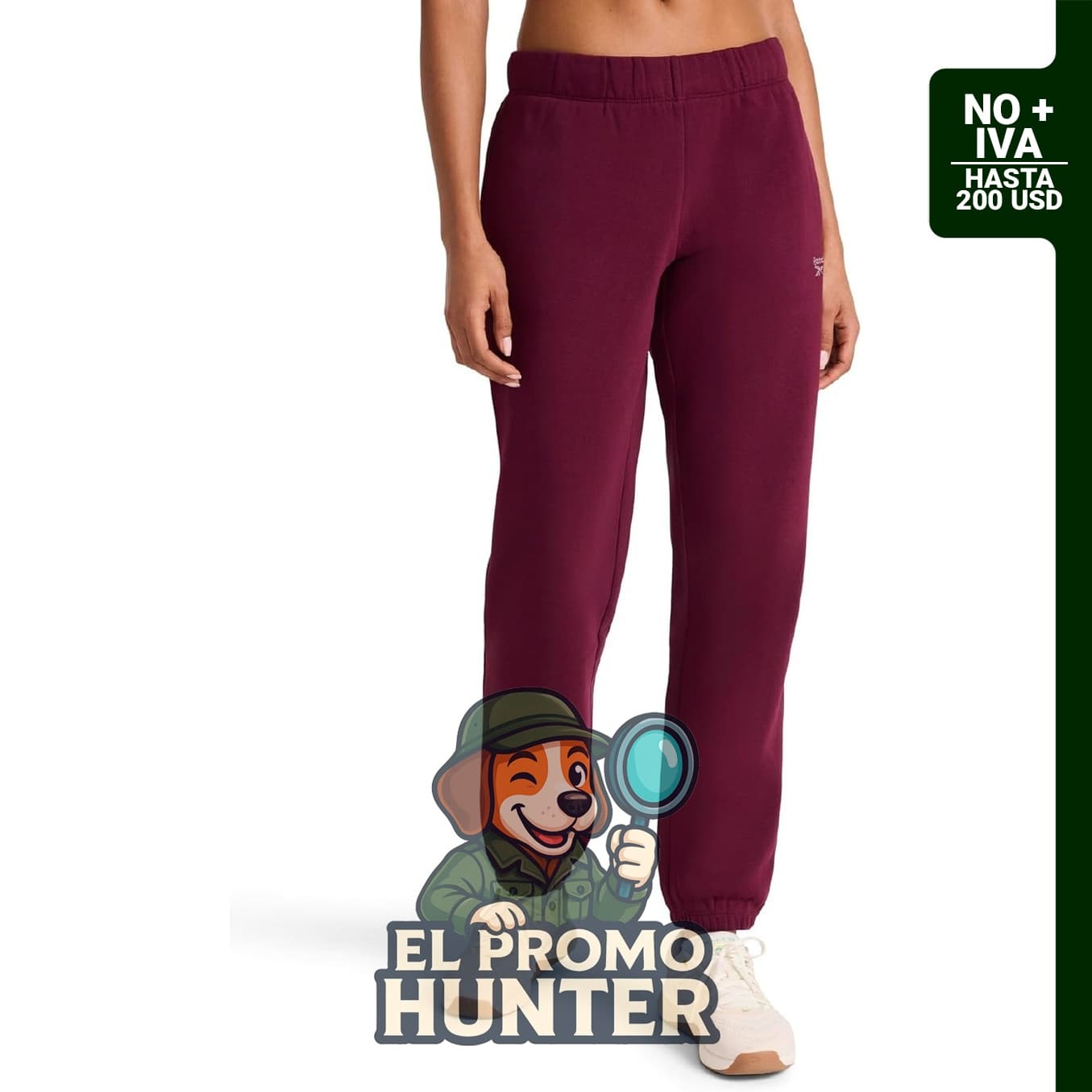 Reebok Pantalones de chándal para mujer, ajuste estándar, tela de algodón y poliéster, entrepierna de 76 cm.