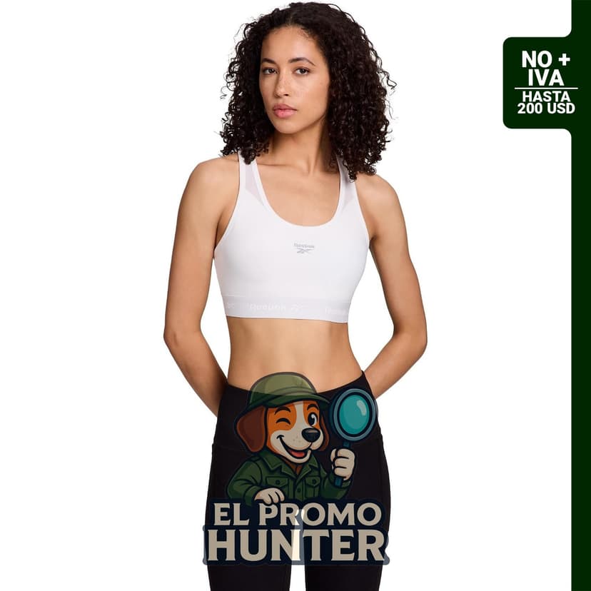 Reebok Sujetador deportivo de impacto medio para mujer, con copas extraíbles y banda elástica en el dobladillo.