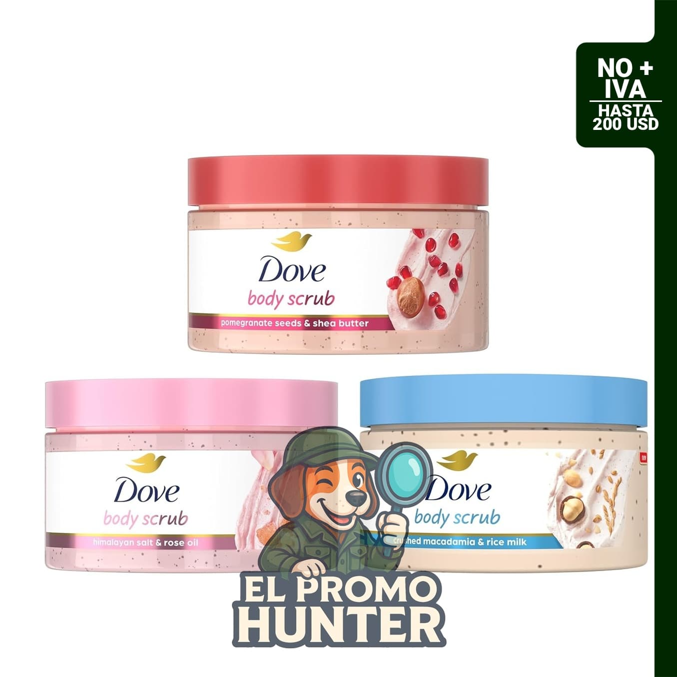 Paquete de 3 unidades de exfoliante corporal Dove, 3.5 oz (99 g) cada uno.