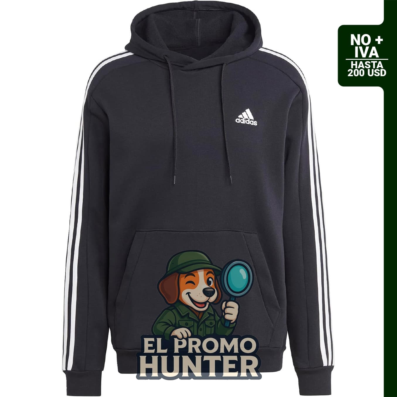 Sudadera con capucha adidas Essentials para hombre, con 3 rayas.