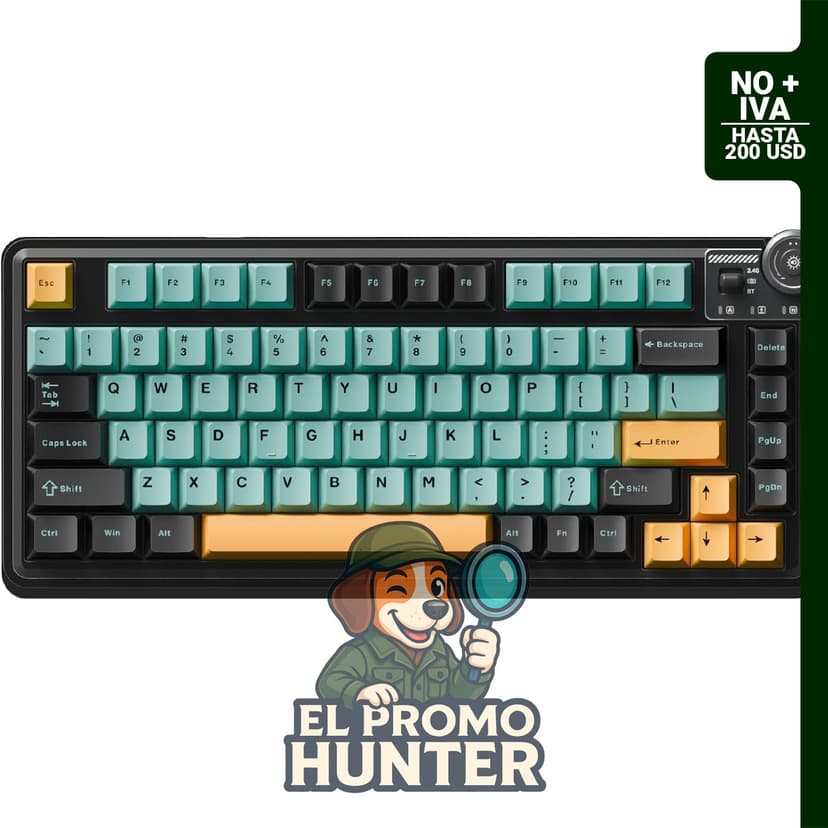 Aula AU75 Teclado mecánico inalámbrico con batería de 4000 mAh, 75% de teclas PBT, conexión BT/2.4G y cable.