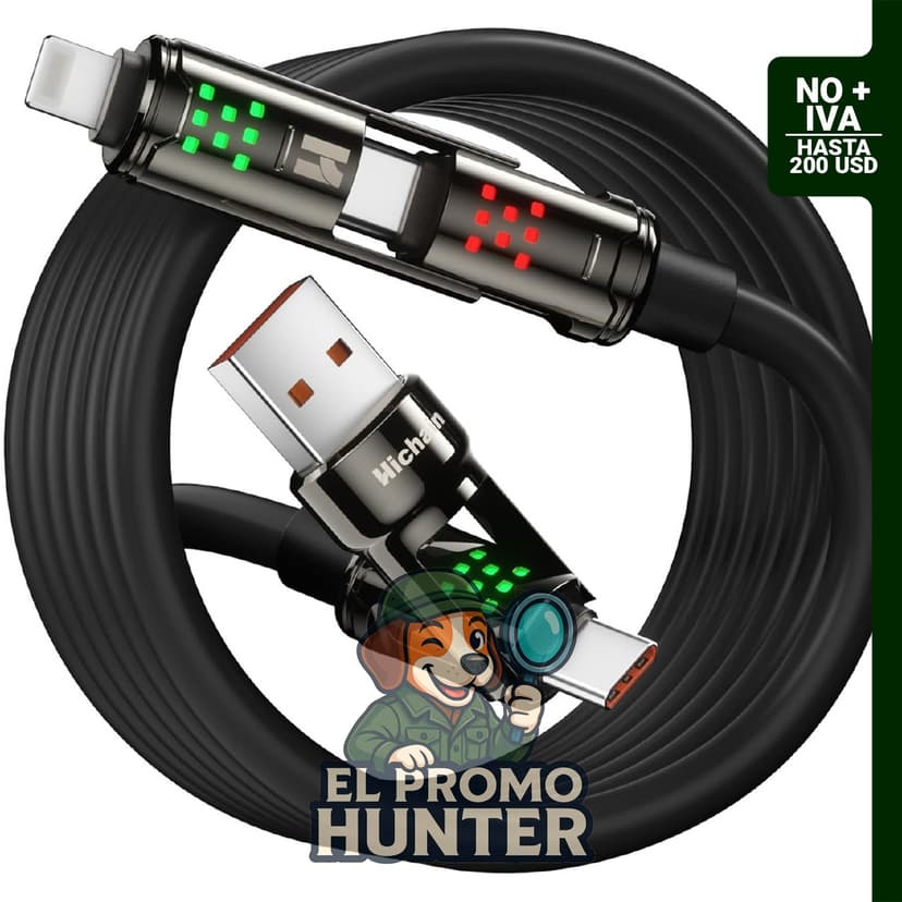 Hichain 100W cable de carga múltiple 4 en 1, USB A/C a C/Lightning, 1.83 m