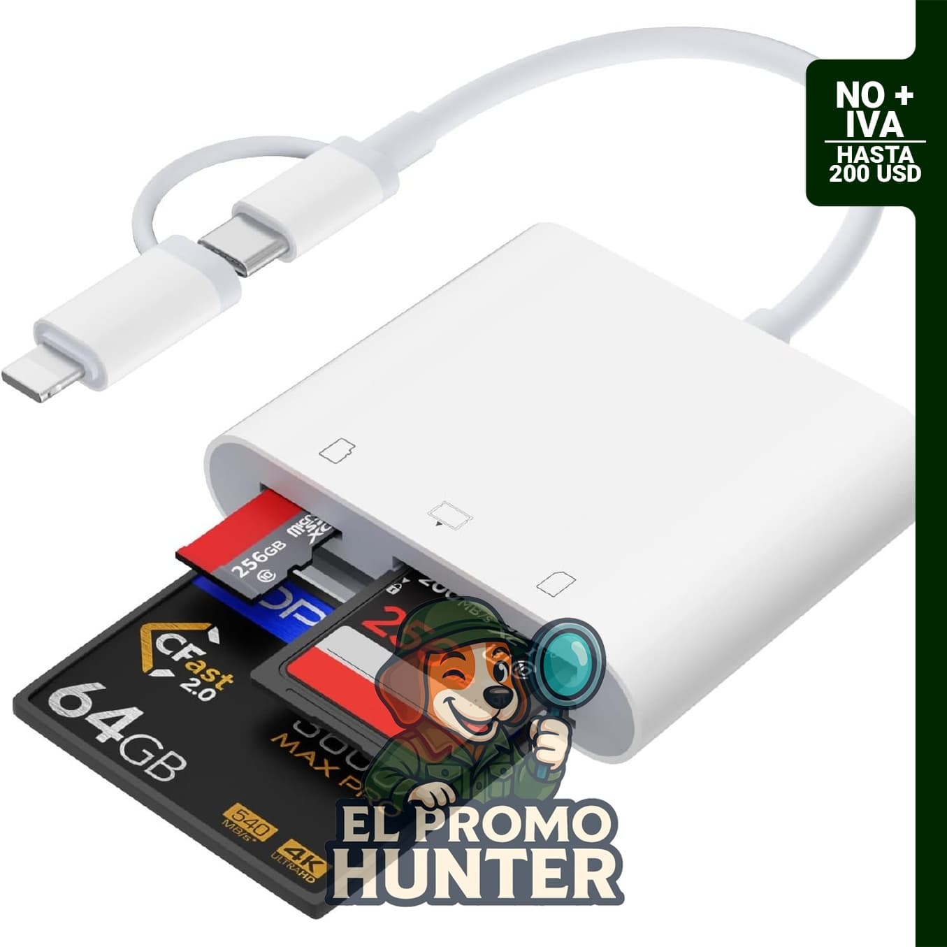 Lector de tarjetas Aplimln Lightning y USB C SD, compatible con SD, Micro SD y CF.