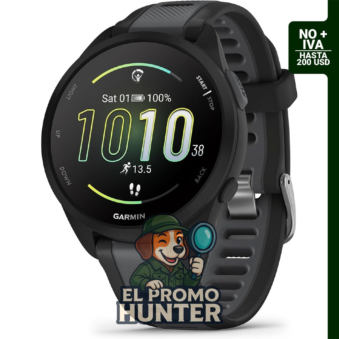 Garmin Forerunner 165, reloj inteligente con pantalla AMOLED y métricas de entrenamiento.