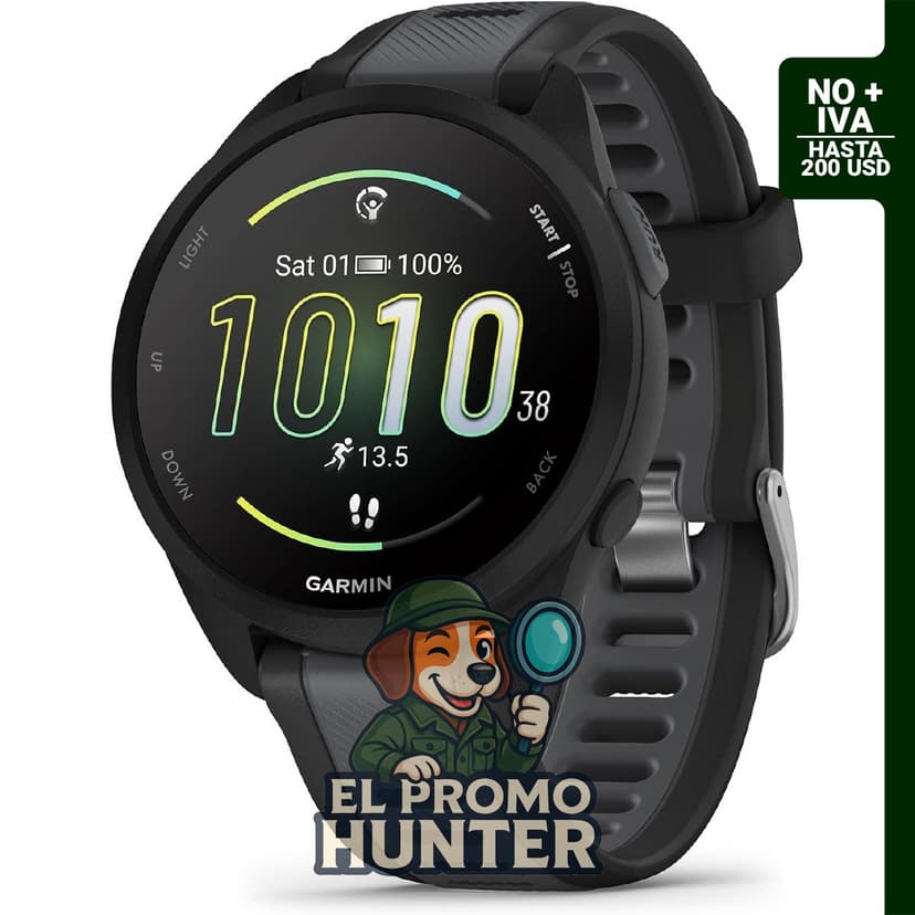 Garmin Forerunner 165, reloj inteligente con pantalla AMOLED y métricas de entrenamiento.