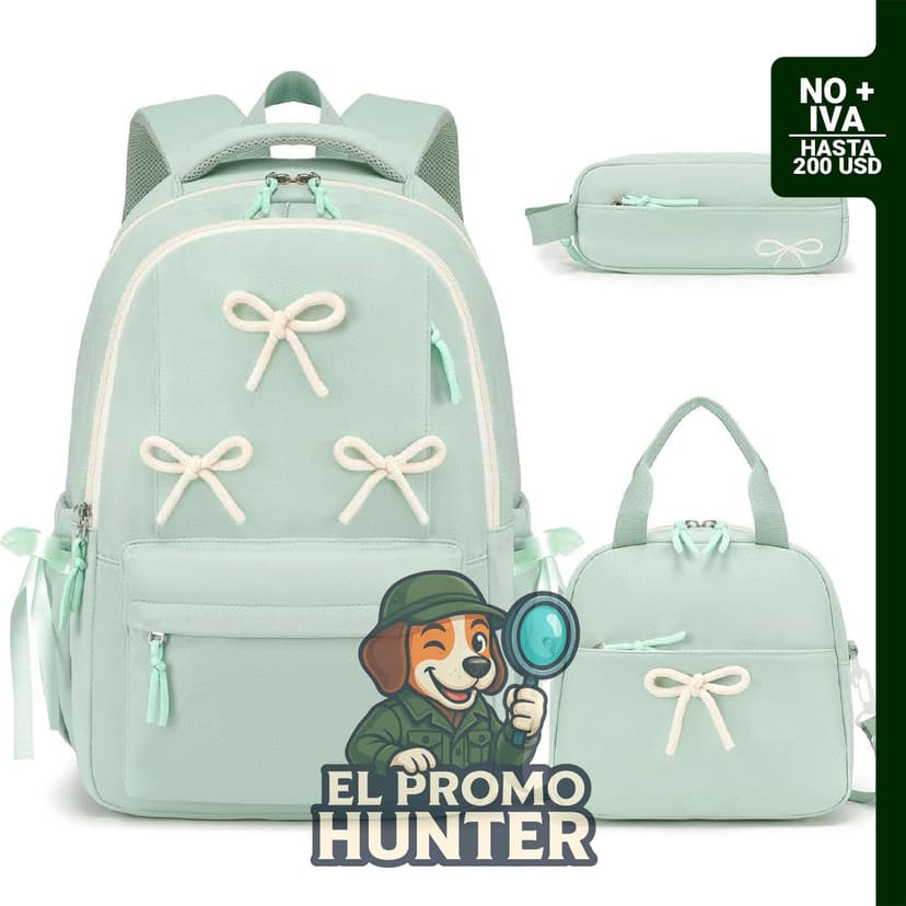 Mochila Similove 3 en 1, beige verde, dimensiones 30 x 15 x 45 cm.