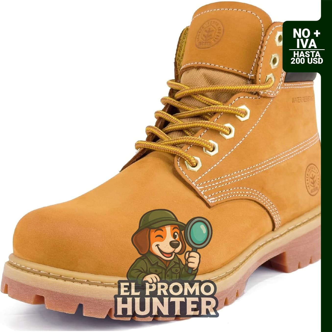 Jacata Botas de Trabajo para Hombre, cuero resistente al agua, suela de goma, diseño para construcción.