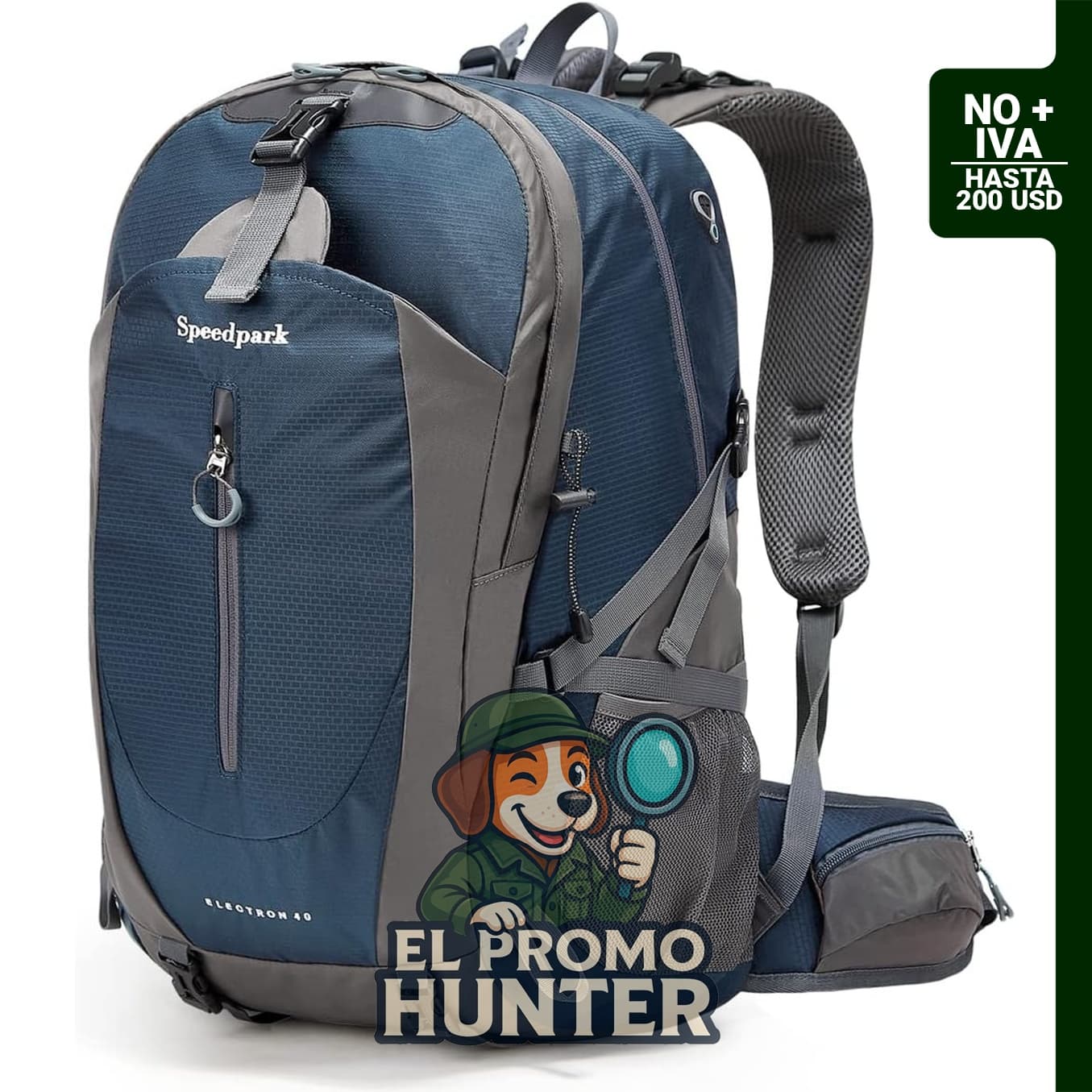 SPEEDPARK Mochila de Senderismo 40L impermeable con cubierta para lluvia, adecuada para actividades al aire libre.