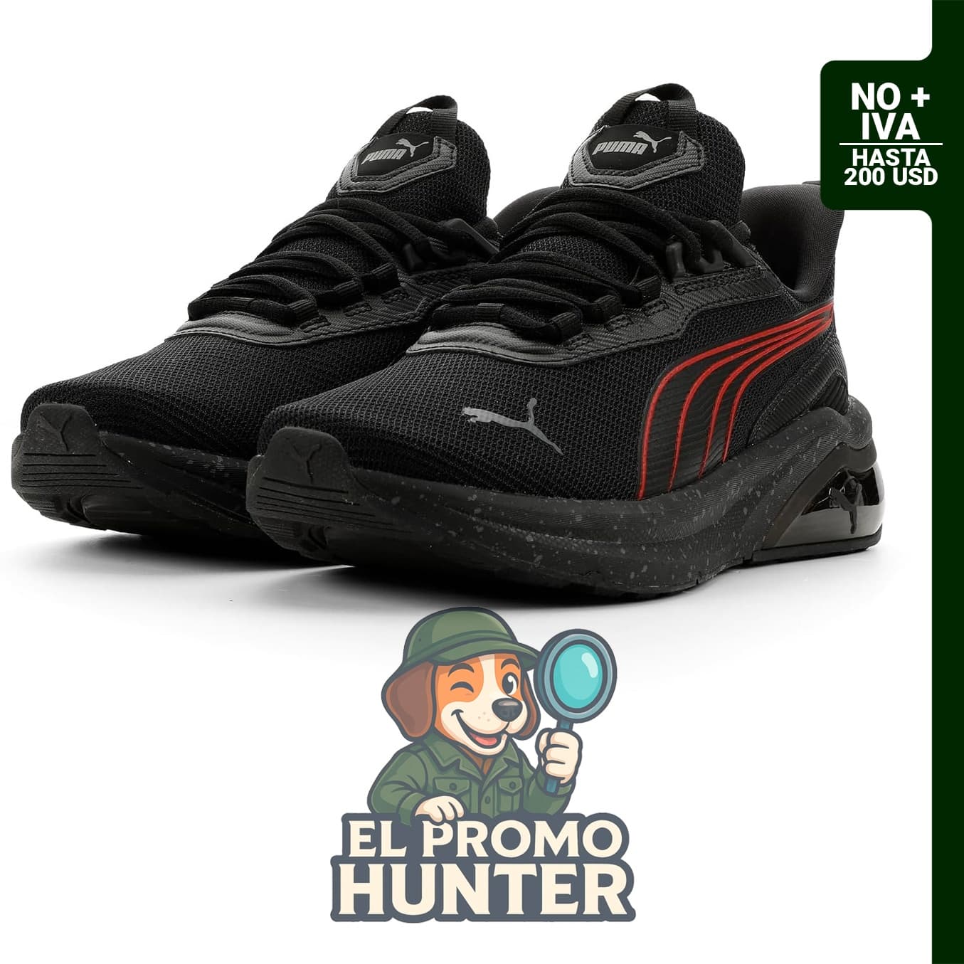 PUMA Mens Seeker Speckle Lace Up, zapatillas casuales para hombre en color negro.