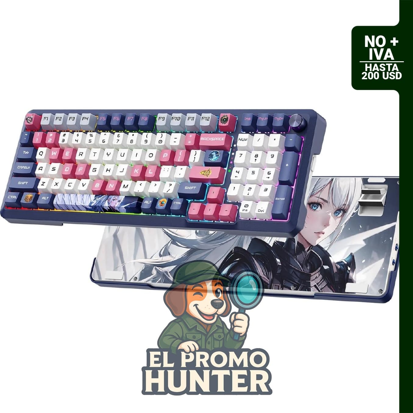 RisoPhy Teclado mecánico inalámbrico de 98 teclas con retroiluminación RGB, compatible con 2.4GHz, cableado y Bluetooth.