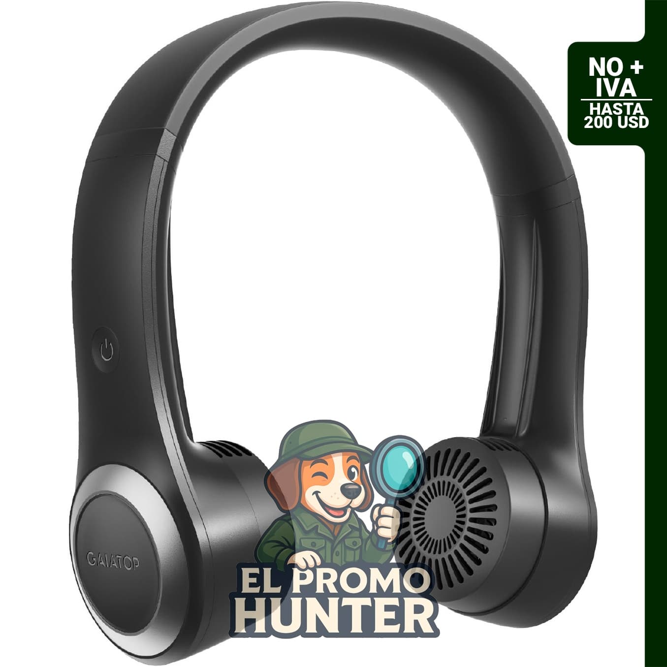 Gaiatop Ventilador de cuello portátil, recargable, sin aspas, con salida de aire de 3 velocidades y giro de 70°.